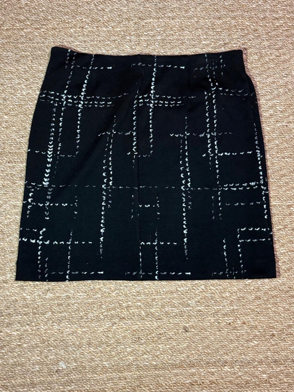Black Grid-Print Pencil Skirt